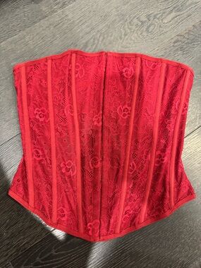 Garage Red Lace Strapless Corset Top